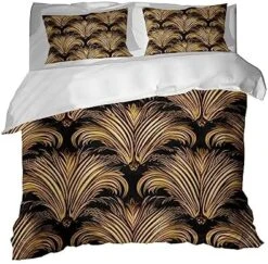 GRANKER 3 Piece Bed Set Golden Floral Pattern For All Season, Men/Women Bedroom Hotel Dormitory Guest Room53x79in(135cmX200cm) -Amazon Shop 51FWJLWRCPL. AC