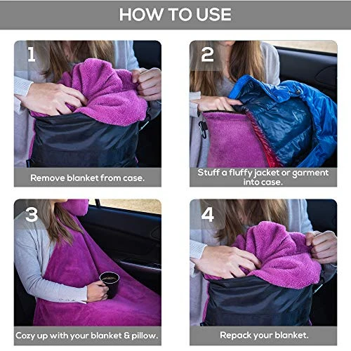 Well Traveled - 2 In 1 Fleece Travel Blanket With Stuffable Pillowcase, Airplane Travel Essentials, Portable Airplane Or Car Blanket - Family Travel Necessities - Comfy Airplane Traveling Accessories 4 Well Traveled - 2 In 1 Fleece Travel Blanket With Stuffable Pillowcase, Airplane Travel Essentials, Portable Airplane Or Car Blanket - Family Travel Necessities - Comfy Airplane Traveling Accessories - Image 4