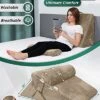 Lunix LX6 3pcs Orthopedic Bed Wedge Pillow Set, Post Surgery Memory Foam For Back, Leg And Knee Pain Relief, Sitting Pillow For Reading, Adjustable Pillows For Acid Reflux And GERD For Sleeping Brown