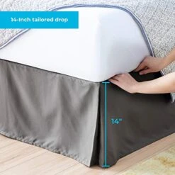 14 Inch Wrinkle And Fade Resistant-Machine Washable-Easy Use Pleated Microfiber Bed Skirt, Queen, Graphite -Amazon Shop 51GMiCLqcJL