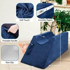 Airensky 3-Height Adjustable Leg Elevation Pillow For After Surgery, Memory Foam Wedge Pillow With Handles For Blood Circulation, Leg Swelling Relief And Knee Surgery Recovery, Washable Velvet Cover