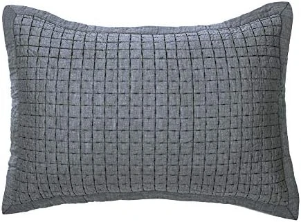 Cotton Yarn Dyed Chambray Collection Cotton Fill Channel Stitch Washed Standard Pillow Sham Blue Color, 20’’ X 26’’+1.75’’ Flange (1Piece) 5 Cotton Yarn Dyed Chambray Collection Cotton Fill Channel Stitch Washed Standard Pillow Sham Blue Color, 20’’ X 26’’+1.75’’ Flange (1Piece) - Image 5