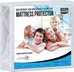 Premium Waterproof Terry Mattress Protector Twin 200 GSM, Mattress Cover, Breathable, Fitted Style With Stretchable Pockets (White) -Amazon Shop 51J98m052L. AC