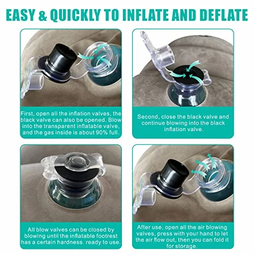 ILEISURELY Inflatable Travel Pillows For Airplanes - Adjustable Three Layers Height Foot Rest For Travel (Grey) 2 ILEISURELY Inflatable Travel Pillows For Airplanes - Adjustable Three Layers Height Foot Rest For Travel (Grey) - Image 2