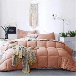 KASENTEX All Season Down Alternative Quilted Comforter Set Reversible Ultra Soft Duvet Insert Machine Washable (Twin Set, Pink Potpourri/Quartz Silver) -Amazon Shop 51Jjf bboFS. AC