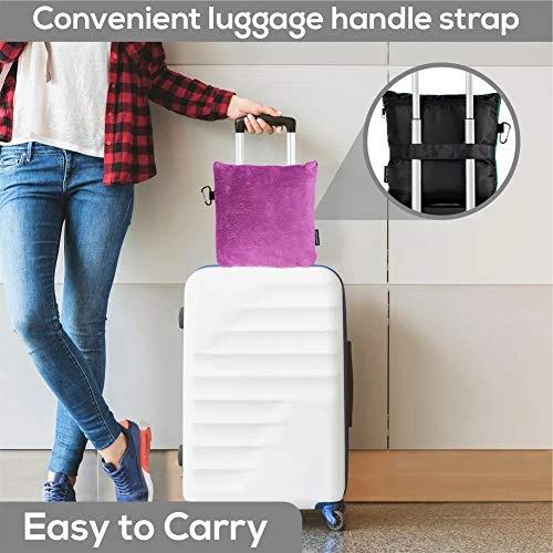 Well Traveled - 2 In 1 Fleece Travel Blanket With Stuffable Pillowcase, Airplane Travel Essentials, Portable Airplane Or Car Blanket - Family Travel Necessities - Comfy Airplane Traveling Accessories 5 Well Traveled - 2 In 1 Fleece Travel Blanket With Stuffable Pillowcase, Airplane Travel Essentials, Portable Airplane Or Car Blanket - Family Travel Necessities - Comfy Airplane Traveling Accessories - Image 5