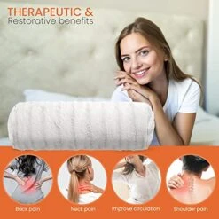 Cheer Collection Set Of 2 Faux Fur Bolster Pillows, Decorative Roll Pillow For Couch With Removable Washable Cover, Cylinder Neck Pillows For Bed, Chair Or Sofa, 8” X 24” Inch, White -Amazon Shop 51KbLsQXurL