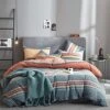 3 Pieces Luxury Duvet Cover Set, Premium Washed Cotton Comforter Cover, Rainbow Gray Duvet Cover With Zipper & Two Pillowcases, Ultra Soft N Breathable For All Season (Queen, 90x90 Inches)