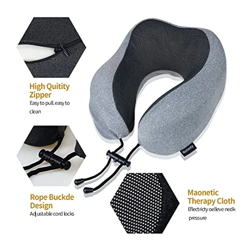 Notieaty Travel Pillow 100% Pure Memory Foam Neck Pillow,Traveling Can Be Used For Sleeping Plane Car Travel Home, Airplane Travel Kit With 3D Contoured Eye Masks, Earplugs, And Luxury Bag… 4 Notieaty Travel Pillow 100% Pure Memory Foam Neck Pillow,Traveling Can Be Used For Sleeping Plane Car Travel Home, Airplane Travel Kit With 3D Contoured Eye Masks, Earplugs, And Luxury Bag… - Image 4