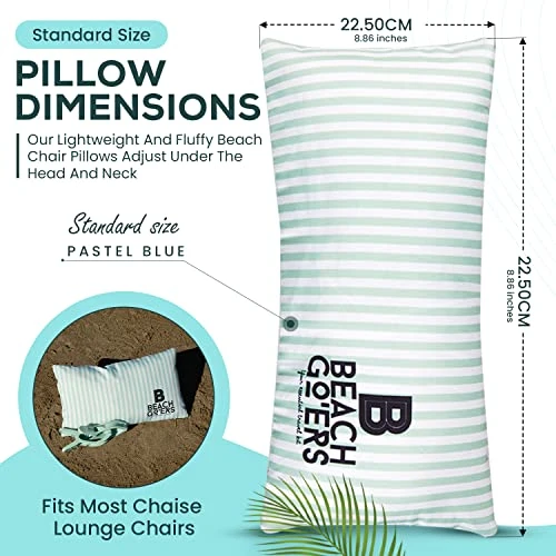Beach Go’ers Beach Chair Pillow Headrest - Waterproof Beach Pillow And Color Matching Beach Towel Clips For Beach Chair (Standard, Pastle Blue) 3 Beach Go’ers Beach Chair Pillow Headrest - Waterproof Beach Pillow And Color Matching Beach Towel Clips For Beach Chair (Standard, Pastle Blue) - Image 3
