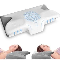 Ynipanda Cervical Memory Foam Pillow, Ergonomic Neck Pillow For Neck And Shoulder Pain Relief, Suitable For Boys And Girls Sleeping On Their Sides, Neck Support Pillows For Sleeping