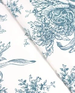 , Light Blue Toile 400 Thread Count Cotton Duvet Set, Twin XL