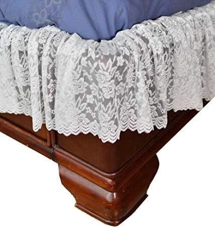 - White Lace Scalloped Elastic Bed Wrap Around, Easy Fit, Dust Ruffle Bed Skirt | Queen/King 5 - White Lace Scalloped Elastic Bed Wrap Around, Easy Fit, Dust Ruffle Bed Skirt | Queen/King - Image 5