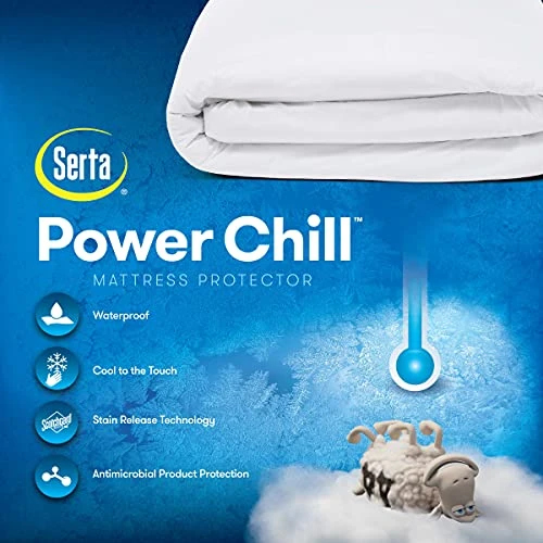 ERTA Power Chill Soft Comfort Stain Resistant & Waterproof Mattress Cover Protector With 15" Deep Pocket, Queen, White 3 ERTA Power Chill Soft Comfort Stain Resistant & Waterproof Mattress Cover Protector With 15" Deep Pocket, Queen, White - Image 3