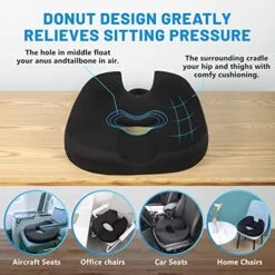 Anzhixiu Donut Pillow For Tailbone Pain Relief Cushion, Hemorrhoid Pillow With Two Humps Hip Curve Design, Donut Pillow For Postpartum Pregnancy, Two Size Donut Cushion For Option,Black Color -Amazon Shop 51N3esilThL