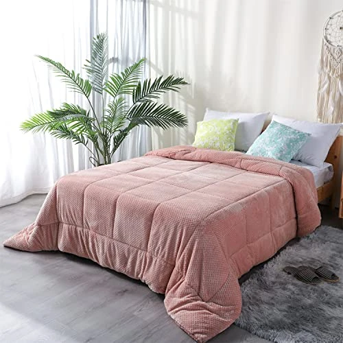Luxurious Flannel Fleece Comforter With Plush Sherpa Back- Twin Size Bedding Coverlet-Textured Faux Fur Blanket-Machine Washable-Winter Warmth(68X90”, Rose), Twin/Twin XL 1 Luxurious Flannel Fleece Comforter With Plush Sherpa Back- Twin Size Bedding Coverlet-Textured Faux Fur Blanket-Machine Washable-Winter Warmth(68X90”, Rose), Twin/Twin XL