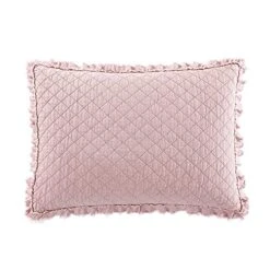 Ravi Stone Washed Solid Diamond Stitched Quilted Sham Set, King, Blush