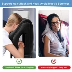 ExiBryony Inflatable Travel Pillow Sleeping Support Neck And Head Comfortably, Used For Airplane/Train/Office/Car, Anti-Asphyxiation (Black) -Amazon Shop 51NS05eeaxL