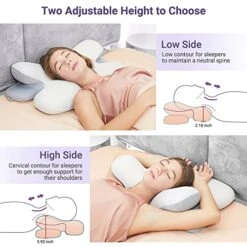 BUTTSSOM Cervical Neck Pillow,Ergonomic Contour Orthopedic Pillow For Neck And Shoulder Pain Relief With Soft Cooling Pillowcase,Memory Foam Support Sleeping Pillow For Side,Back,Stomach Sleeper -Amazon Shop 51NWEqydBpL