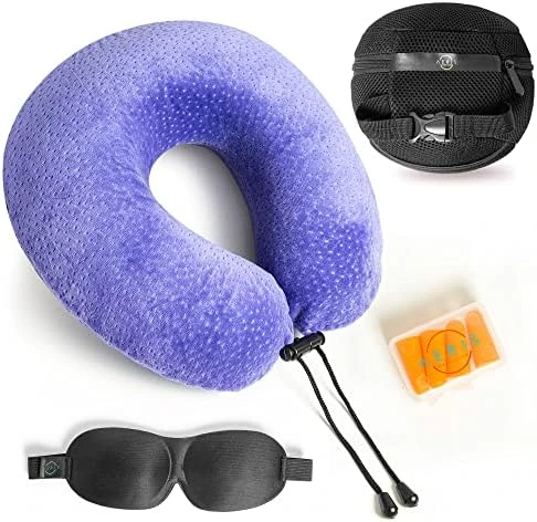 Aeris Memory Foam Travel Pillow For Airplanes - Best Airplane Neck Pillow For Long Flights - Plane Accessories Carry Bag To Save Space, Ear Plugs And Eye Mask - Perfect Flight Set & Gift 8 Aeris Memory Foam Travel Pillow For Airplanes - Best Airplane Neck Pillow For Long Flights - Plane Accessories Carry Bag To Save Space, Ear Plugs And Eye Mask - Perfect Flight Set & Gift - Image 8