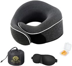 Travel Royale Neck Pillow Head, Chin, Neck 360° Support Pillow Adjustable 100% Pure Memory Foam Pillow For Airplanes, Car & Home, Ergonomic Design Full Neck Surround Bundle Eyecover & Earplugs (Navy) -Amazon Shop 51NzkvG0yoL. AC