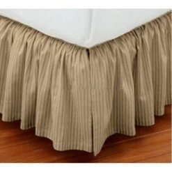 Luxurious Comfort Collection 800TC Pure Cotton Dust Ruffle Bed Skirt 20" Drop Length 100% Egyptian Cotton Taupe King Size