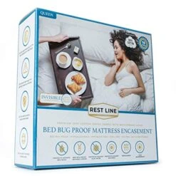 EstLine Zip-Up Mattress Encasement (Queen Size) 100% Cotton. Full Six Sided Mattress Protector Cover And 100% Waterproof Bed Cover, 60X80 Invisible Zippered Mattress Cover 12-15" Deep