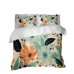 GRANKER 3 Piece Bed Set Small Broken Flower Pattern For All Season, Men/Women Bedroom Hotel Dormitory Guest Room53x79in/135cmX200cm