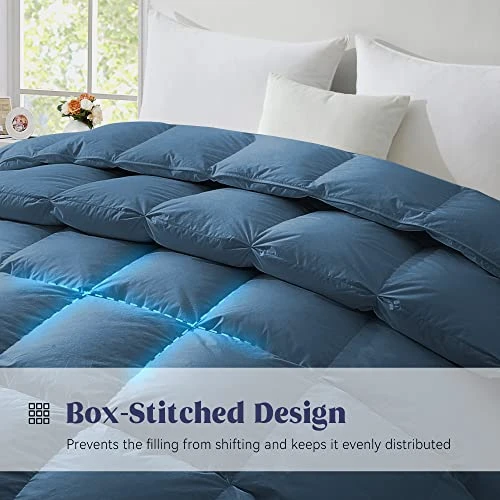 Puredown® Goose Feather Down Comforter Full Size, All Season Medium Warmth Duvet Insert, Luxury Hotel Collection Bedding Comforters, Ultra Soft 100% Cotton Cover Shell(90x90,Navy) 2 Puredown® Goose Feather Down Comforter Full Size, All Season Medium Warmth Duvet Insert, Luxury Hotel Collection Bedding Comforters, Ultra Soft 100% Cotton Cover Shell(90x90,Navy) - Image 2