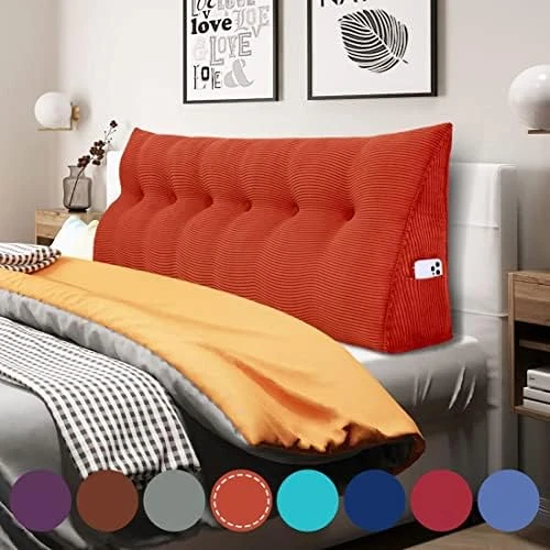 WOWMAX Large Bolster Triangular Headboard Pillow Twin Dorm Headboard Twin XL Bed Wedge Pillow For Headboard Bolster Pillow For Bed With Removable Cover, Corduroy Grey 13 WOWMAX Large Bolster Triangular Headboard Pillow Twin Dorm Headboard Twin XL Bed Wedge Pillow For Headboard Bolster Pillow For Bed With Removable Cover, Corduroy Grey - Image 13