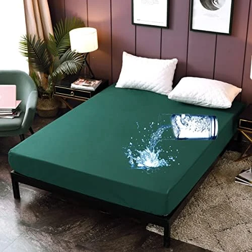 Waterproof Mattress Protector Cover Queen Size 14 Inches Deep Pocket Polyester Bed Cover Solid Color Fitted Sheet (60‘’x80‘’ (Aqua Blue, Queen) 11 Waterproof Mattress Protector Cover Queen Size 14 Inches Deep Pocket Polyester Bed Cover Solid Color Fitted Sheet (60‘’x80‘’ (Aqua Blue, Queen) - Image 11