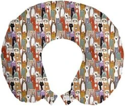 Ambesonne Saying Travel Pillow Neck Rest, Lazy Cat And Panda Sleeping On The Moon With Stars, Memory Foam Traveling Accessory For Airplane And Car, 12", Mustard Purple -Amazon Shop 51OuEsH2VwL. AC 1