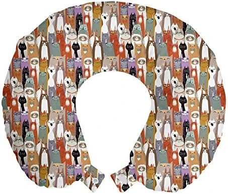 Nautical Travel Pillow Neck Rest, Vintage Marine Style Pattern With Whale Shark Jellyfish Seahorse, Memory Foam Traveling Accessory For Airplane And Car, 12", Sky Blue 6 Nautical Travel Pillow Neck Rest, Vintage Marine Style Pattern With Whale Shark Jellyfish Seahorse, Memory Foam Traveling Accessory For Airplane And Car, 12", Sky Blue - Image 6