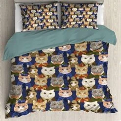 Yakujo Cute Cats In Job Uniforms 3 Pieces Duvet Cover Comfortable With Zipper Closure Lightweight All Season Bedding Covers (No Comforter) 78"X90" -Amazon Shop 51P1dyK1XiL. AC