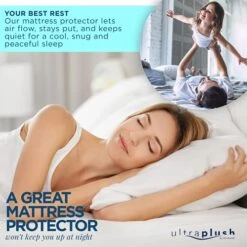 Ultra Plush Premium Waterproof Mattress Protector (Split King) – Ultra Soft, Breathable, Vinyl Free, Noiseless Mattress Cover, Fitted Style With Deep Pockets (15-18") 6 Ultra Plush Premium Waterproof Mattress Protector (Split King) – Ultra Soft, Breathable, Vinyl Free, Noiseless Mattress Cover, Fitted Style With Deep Pockets (15-18") -Amazon Shop 51P39xWf0sS