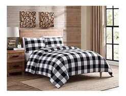 Black 2-Piece Holiday Buffalo Plaid (Twin Size) Duvet Cover (Filling NOT Included) Set 69" X 90" Rectangular, 100% Cotton