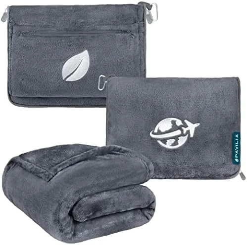 PAVILIA Travel Blanket And Pillow Set, Airplane Blanket Compact 2-in-1 Soft Bag, Travel Essentials For Adult Flight, Portable Throw With Arm Hole, Plane Car Traveling Gift Accessories, Pink 9 PAVILIA Travel Blanket And Pillow Set, Airplane Blanket Compact 2-in-1 Soft Bag, Travel Essentials For Adult Flight, Portable Throw With Arm Hole, Plane Car Traveling Gift Accessories, Pink - Image 9