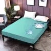 Waterproof Mattress Protector Cover Queen Size 14 Inches Deep Pocket Polyester Bed Cover Solid Color Fitted Sheet (60‘’x80‘’ (Aqua Blue, Queen)