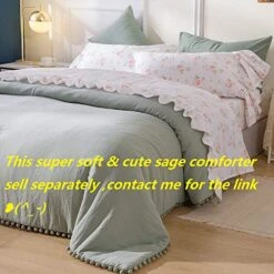 Ueen's House Shabby Floral Bed Sheet Set 4-Piece Queen Size French Country Ruffle Bed Sets -Amazon Shop 51Qe35LZnDL