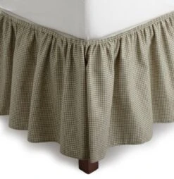 Logan Gingham Check Print 18-Inch Dust Ruffle Bed Skirt King Size, Green
