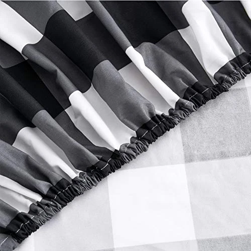 - Gray Plaid Sheet Set, Buffalo Check Gingham Geometric Checker Pattern Printed In Dark Grey White, Soft Microfiber Bedding (4pcs, Queen Size) 4 - Gray Plaid Sheet Set, Buffalo Check Gingham Geometric Checker Pattern Printed In Dark Grey White, Soft Microfiber Bedding (4pcs, Queen Size) - Image 4