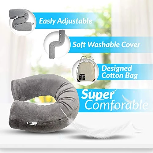 Neck Memory Foam Travel Pillow Roll Twist Adjustable Bendable To Support Leg Chin Cervical Head Shoulders- Accessories For Home & Airplane, Train, Bus Flight Traveling Best For Side & Back Sleeping 2 Neck Memory Foam Travel Pillow Roll Twist Adjustable Bendable To Support Leg Chin Cervical Head Shoulders- Accessories For Home & Airplane, Train, Bus Flight Traveling Best For Side & Back Sleeping - Image 2