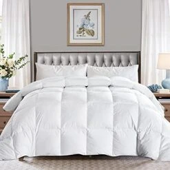 Lightweight Queen Size Feathers Down Comforter Duvet Insert For Warm Sleepers/ Hot Sleepers - Ultra-Soft Summer Bed Comforter, Light Warmth (88x88, Grey) -Amazon Shop 51SXl KLFCS. AC