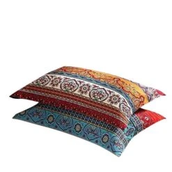 Exotic Striped Bohemia Pillow Shams Queen Size 2 Pieces,100% Brushed Cotton Thick Boho Pillow Cases Bohemian Pillow Covers,19" X 29" -Amazon Shop 51T6ukChjcL