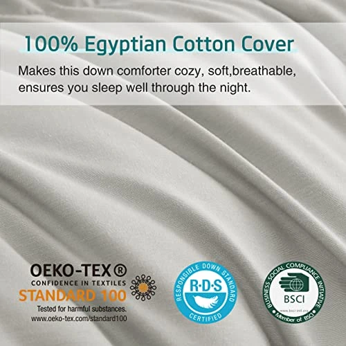 Goose Down Comforter,Dawn Gray Queen Size Down And Feathers Duvet,Luxurious Bed Comforter,100% Egyptian Cotton Cover Medium Warmth Duvet Insert With 8 Corner Tabs (Queen,90"X90") 3 Goose Down Comforter,Dawn Gray Queen Size Down And Feathers Duvet,Luxurious Bed Comforter,100% Egyptian Cotton Cover Medium Warmth Duvet Insert With 8 Corner Tabs (Queen,90"X90") - Image 3