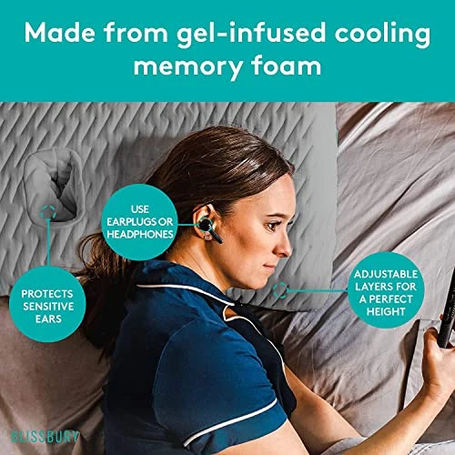 BLISSBURY Ear Pillow With Ear Hole For Sleeping With Sore Ear Pain | Piercing Pillow | Adjustable Memory Foam Pillow With Holes For Chondrodermatitis CNH | Ear Piercing Protection | Support Earplugs 2 BLISSBURY Ear Pillow With Ear Hole For Sleeping With Sore Ear Pain | Piercing Pillow | Adjustable Memory Foam Pillow With Holes For Chondrodermatitis CNH | Ear Piercing Protection | Support Earplugs - Image 2