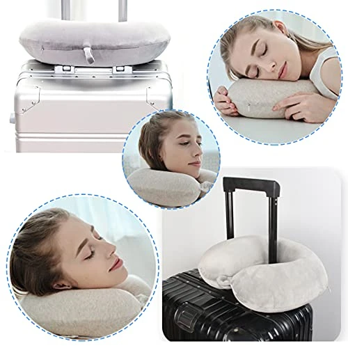 DUANY STORE Neck Pillow For Traveling, Upgraded Travel Neck Pillow For Airplane 100% Pure Memory Foam Travel Pillow For Flight Headrest Sleep, Portable Plane Accessories (Pink) 4 DUANY STORE Neck Pillow For Traveling, Upgraded Travel Neck Pillow For Airplane 100% Pure Memory Foam Travel Pillow For Flight Headrest Sleep, Portable Plane Accessories (Pink) - Image 4
