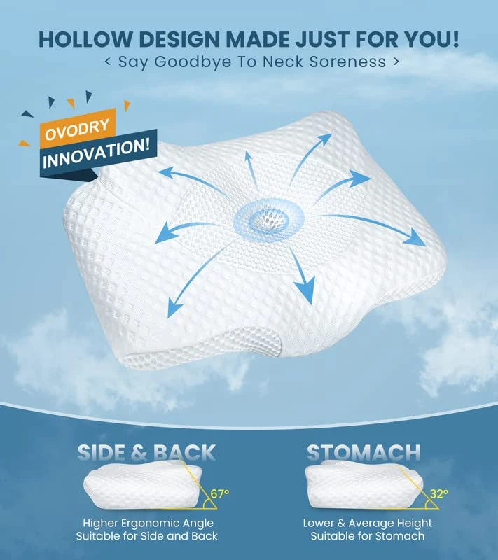 Adjustable Cervical Pillow Naturally Restore Neck Health, Hollow Memory Foam Pillows For Pain Relief Sleeping, Odorless Orthopedic Contour Pillow, Bed Pillow Support Side Back Stomach Sleepers 2 Adjustable Cervical Pillow Naturally Restore Neck Health, Hollow Memory Foam Pillows For Pain Relief Sleeping, Odorless Orthopedic Contour Pillow, Bed Pillow Support Side Back Stomach Sleepers - Image 2