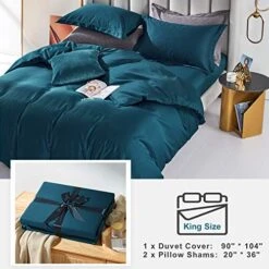 100% Egyptian Cotton Duvet Cover Peacock Blue Morden Bedding Set King Size With Zipper Closure & Corner Tie (No Comforter) 18 100% Egyptian Cotton Duvet Cover Peacock Blue Morden Bedding Set King Size With Zipper Closure & Corner Tie (No Comforter) -Amazon Shop 51UEWY9iFsL