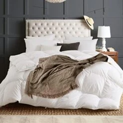 All Season Goose Down Comforter Corner Tabs-Baffle Box Design Duvet Insert Queen Size-Ultra Soft 750 Fill Power 46 Oz Feather Down Fill-Hotel Collection-Medium Warmth (90x90, White) -Amazon Shop 51UYalzkLUL. AC